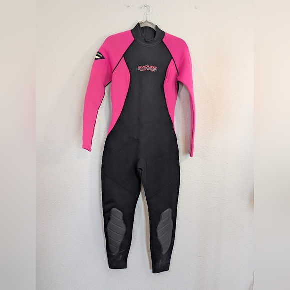 Women's Pink and Black One Piece Wetsuit - Picture 1 of 14